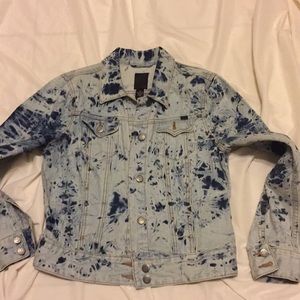 Lucky brand acid washed denim jacket size medium used discontinued blue